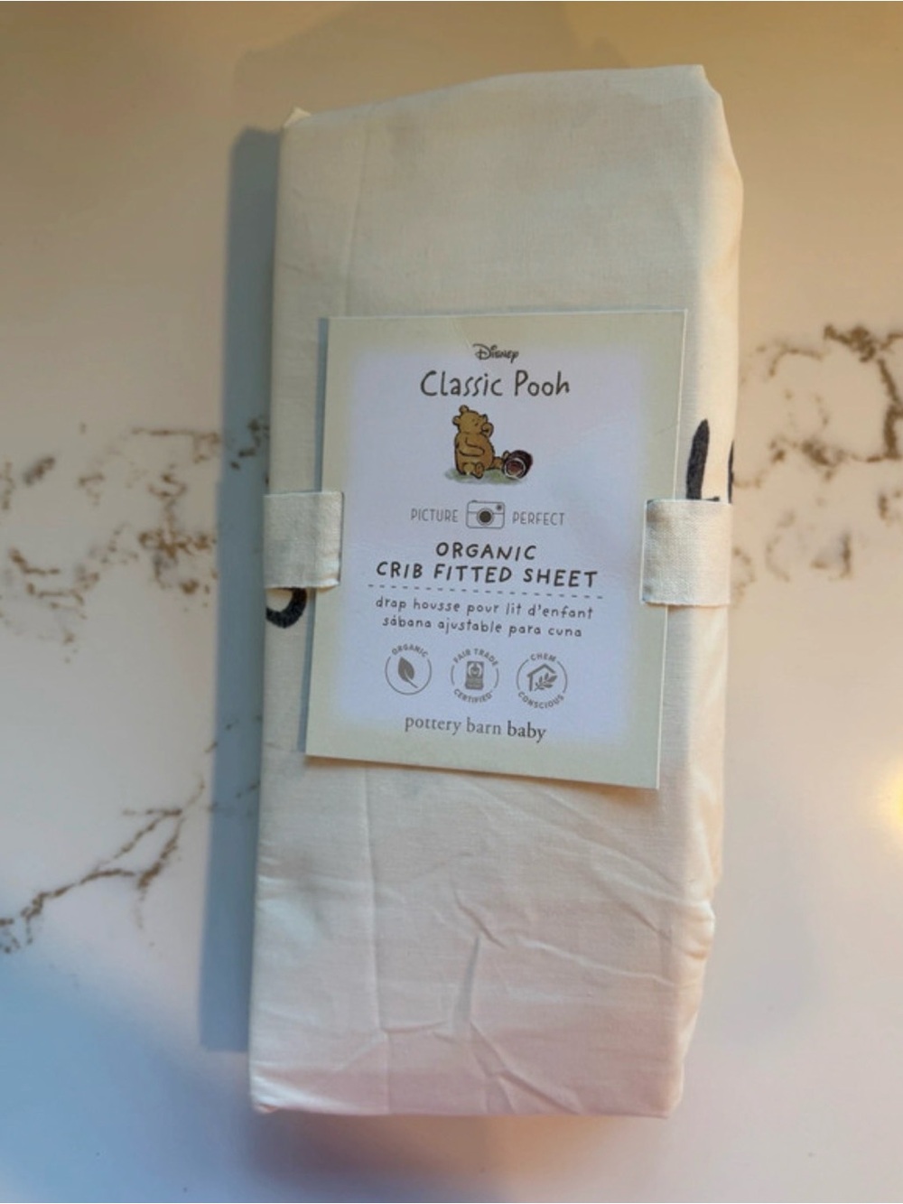 Pottery Barn Kids Classic Pooh Organic Crib Fitted Sheet - Cream